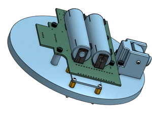 The PCB, batteries and camera mount on the bulkhead.