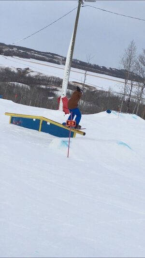 Snowboarding.