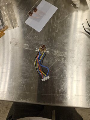 Strain gauge rosette on its JST harness.