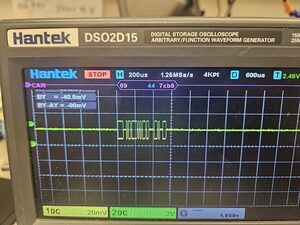 A CAN frame decoded on the bench.