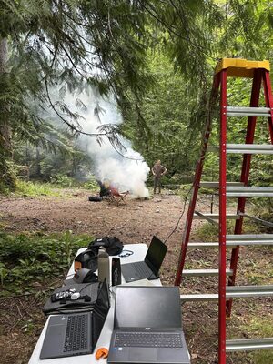 A controlled burn during field testing.